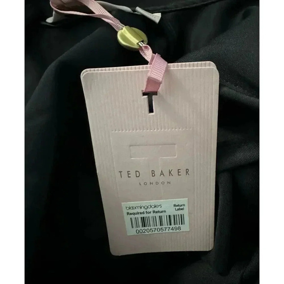 TED BAKER black LUUCIEE Neoprene Ruffle Trim skater dress size 1 US 4 NEW NWT - Picture 10 of 14